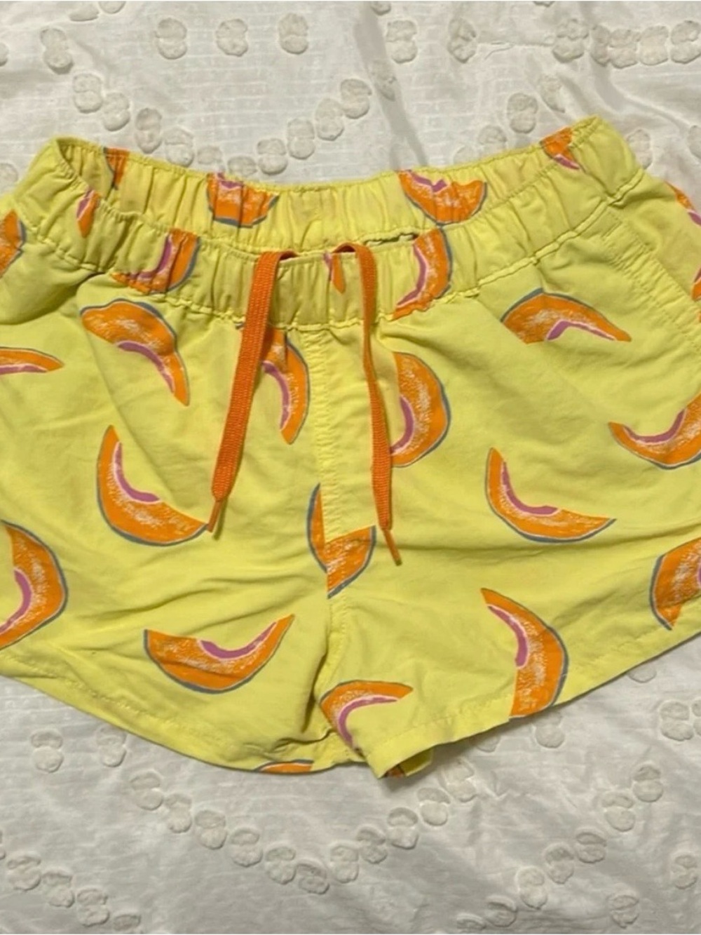 Patagonia Baggie Yellow Printed Women’s Shorts with Orange Melons size Small